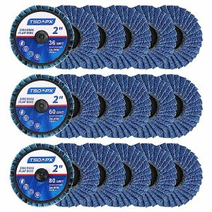 15 Stk. Flap Disc Sæt, 2″ Zirconia Blå Flap Discs Roll Lock Slibning Sandpapir Hjul Grit 36/60/80, Overfladeforberedelsesdiske Til Vinkelsliber Til Fjernelse Af Rust Og Maling  |   Slibeskiver Og -Plader Slibemidler og efterbehandlingsprodukter Slibeskiver Og -Plader