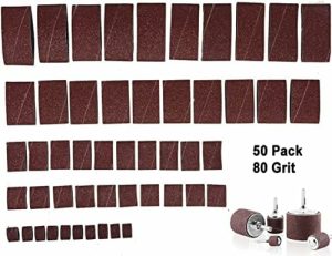 5 Pakke 8 Korn Erstatningsslibemuffer Til Gummitromlesæt 1/2″ 3/4″ 1″ 1-1/2″ 2″ Tommer Aluminiumoxid Træbearbejdning Boremaskine Rotationssliber-Tromle 1/4″ Drive Spindel Abrasiv  |   Abrasive Monterede Punkter Abrasive Monterede Punkter Abrasive Monterede Punkter